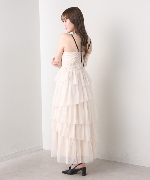 one after another NICE CLAUP（ワンアフターアナザーナイスクラップ）の「【今すぐお届け！/WEB限定】ティアードフリルキャミワンピース（ワンピース・レディース・チャコールグレー/アイボリー/ドット/ミント・FREE）」の7枚目の写真