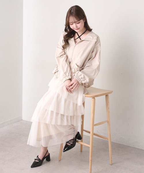 one after another NICE CLAUP（ワンアフターアナザーナイスクラップ）の「【今すぐお届け！/WEB限定】ティアードフリルキャミワンピース（ワンピース・レディース・チャコールグレー/アイボリー/ドット/ミント・FREE）」の8枚目の写真