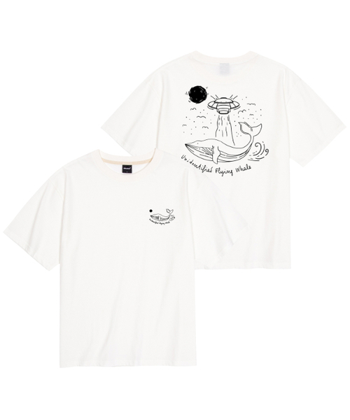 OKSTAR(オクスター)の「クールコットンオーバーサイズ宇宙船クジラ半袖Tシャツ(Tシャツ/カットソー・レディース・ホワイト/ブラック/ダークグリーン/クリーム・SMALL/2XL/MEDIUM/LARGE/X-LARGE)」の2枚目の写真