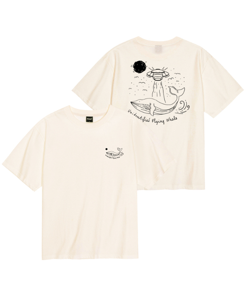 OKSTAR(オクスター)の「クールコットンオーバーサイズ宇宙船クジラ半袖Tシャツ(Tシャツ/カットソー・レディース・ホワイト/ブラック/ダークグリーン/クリーム・SMALL/2XL/MEDIUM/LARGE/X-LARGE)」の3枚目の写真
