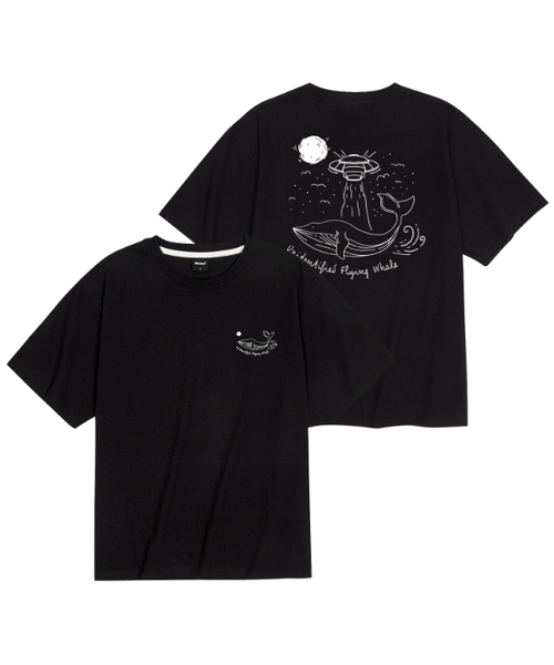 OKSTAR(オクスター)の「クールコットンオーバーサイズ宇宙船クジラ半袖Tシャツ(Tシャツ/カットソー・レディース・ホワイト/ブラック/ダークグリーン/クリーム・SMALL/2XL/MEDIUM/LARGE/X-LARGE)」の1枚目の写真