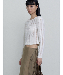 MAKE A TOAST（メイクアトースト）の「Lace Jersey Mix Top Ivory MBEFTO014IV（Tシャツ/カットソー）」