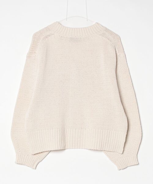 three dots(スリードッツ)の「バルキーコットン カーディガン(カーディガン/ボレロ・レディース・アイボリー/ブルー系その他・SMALL)」の3枚目の写真
