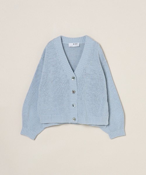 three dots(スリードッツ)の「バルキーコットン カーディガン(カーディガン/ボレロ・レディース・アイボリー/ブルー系その他・SMALL)」の2枚目の写真