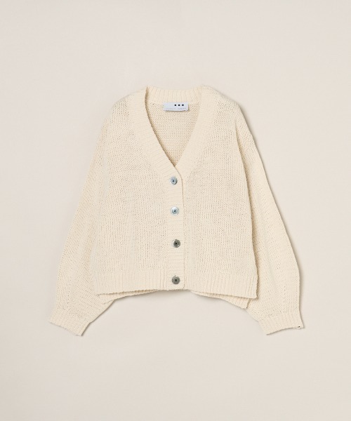 three dots(スリードッツ)の「バルキーコットン カーディガン(カーディガン/ボレロ・レディース・アイボリー/ブルー系その他・SMALL)」の1枚目の写真
