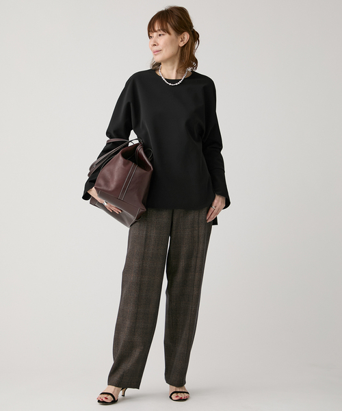 VERMEIL par iena（ヴェルメイユパーイエナ）の「《追加》ダブルクロスストレッチ T-ブラウス（シャツ/ブラウス・レディース・ブラック/ホワイト・FREE）」の3枚目の写真