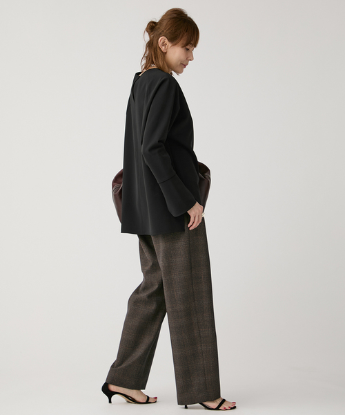 VERMEIL par iena（ヴェルメイユパーイエナ）の「《追加》ダブルクロスストレッチ T-ブラウス（シャツ/ブラウス・レディース・ブラック/ホワイト・FREE）」の4枚目の写真