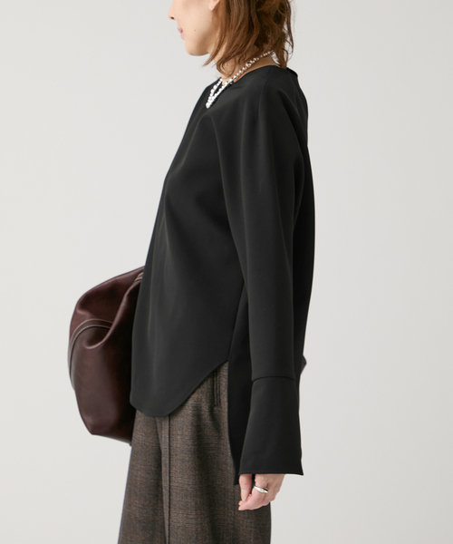 VERMEIL par iena（ヴェルメイユパーイエナ）の「《追加》ダブルクロスストレッチ T-ブラウス（シャツ/ブラウス・レディース・ブラック/ホワイト・FREE）」の5枚目の写真