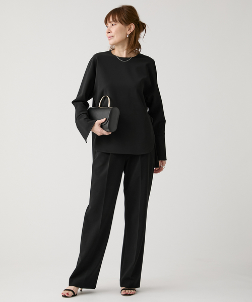 VERMEIL par iena（ヴェルメイユパーイエナ）の「《追加》ダブルクロスストレッチ T-ブラウス（シャツ/ブラウス・レディース・ブラック/ホワイト・FREE）」の6枚目の写真