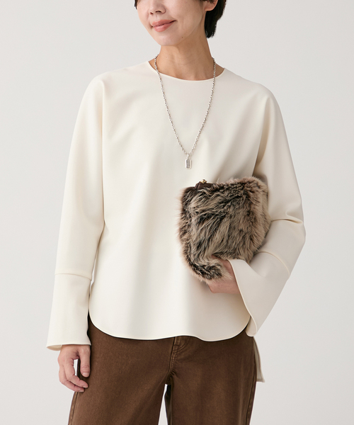 VERMEIL par iena（ヴェルメイユパーイエナ）の「《追加》ダブルクロスストレッチ T-ブラウス（シャツ/ブラウス・レディース・ブラック/ホワイト・FREE）」の14枚目の写真