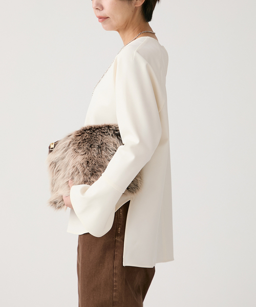 VERMEIL par iena（ヴェルメイユパーイエナ）の「《追加》ダブルクロスストレッチ T-ブラウス（シャツ/ブラウス・レディース・ブラック/ホワイト・FREE）」の15枚目の写真