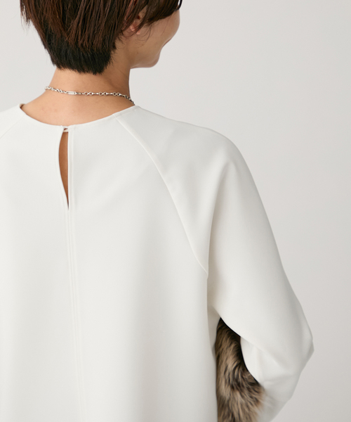 VERMEIL par iena（ヴェルメイユパーイエナ）の「《追加》ダブルクロスストレッチ T-ブラウス（シャツ/ブラウス・レディース・ブラック/ホワイト・FREE）」の18枚目の写真