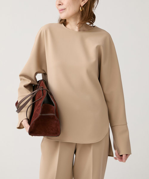 VERMEIL par iena（ヴェルメイユパーイエナ）の「《追加》ダブルクロスストレッチ T-ブラウス（シャツ/ブラウス・レディース・ブラック/ホワイト・FREE）」の19枚目の写真