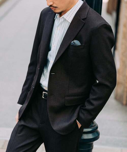 EDIFICE(エディフィス)の「ラフ ツイル2ボタン ジャケット【セットアップ着用可】(テーラードジャケット・メンズ・ブラック/ブラウン/ベージュ・X-LARGE/LARGE/MEDIUM/SMALL)」の2枚目の写真