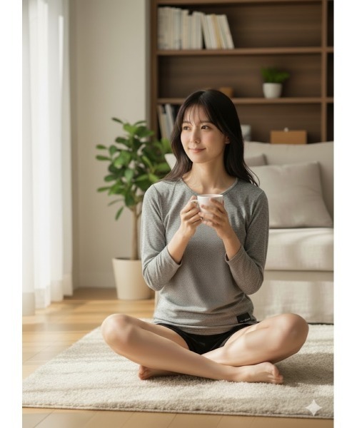 Day and Grade（デイアンドグレイド）の「保温サーマルウェアプルオーバー：TERAX HOT 長袖ベースレイヤー　インナー　アンダーウェア　ロンT（Tシャツ/カットソー・レディース・グレー/ブラック・MEDIUM/LARGE）」の8枚目の写真