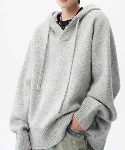 LYEON(リヨン)の「【ユニセックス商品】オーバーサイズニットパーカー(パーカー・レディース・チャコールグレー/グレー・FREE)」の16枚目の写真