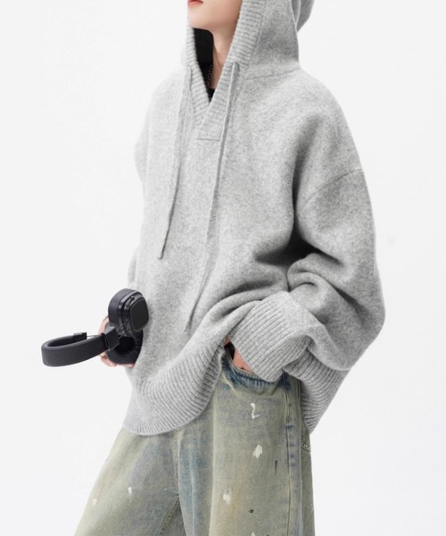 LYEON(リヨン)の「【ユニセックス商品】オーバーサイズニットパーカー(パーカー・レディース・チャコールグレー/グレー・FREE)」の18枚目の写真