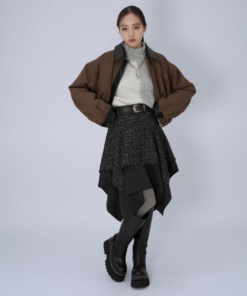 HARE(ハレ)の「ラメツイードイレヘムミニスカート(HARE)(スカート・レディース・ブラック/ネイビー・FREE)」の3枚目の写真