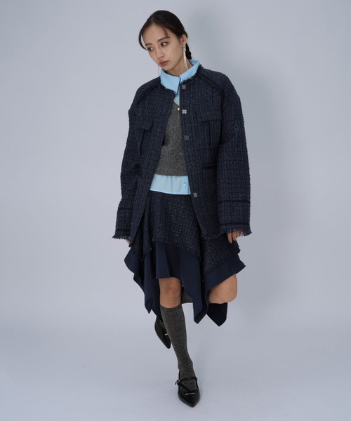 HARE(ハレ)の「ラメツイードイレヘムミニスカート(HARE)(スカート・レディース・ブラック/ネイビー・FREE)」の7枚目の写真