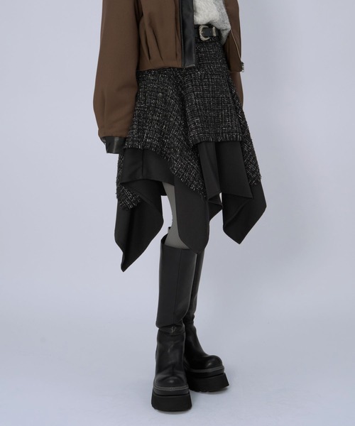 HARE(ハレ)の「ラメツイードイレヘムミニスカート(HARE)(スカート・レディース・ブラック/ネイビー・FREE)」の10枚目の写真