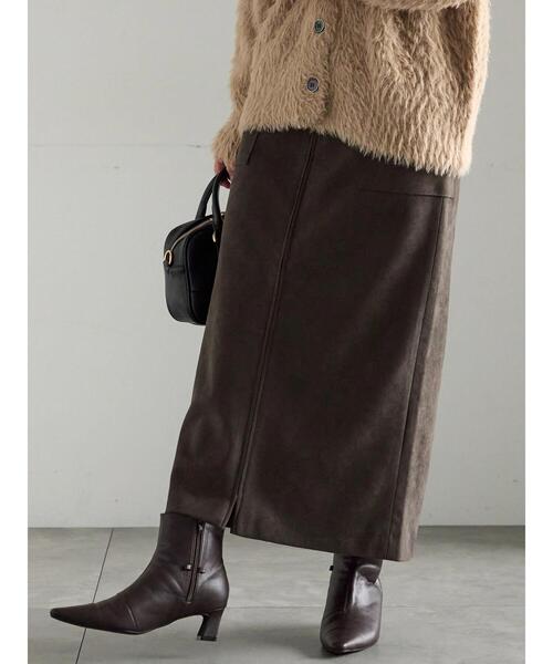 Te chichi（テチチ）の「ボンディングスエードタイトスカート（スカート・レディース・チャコールグレー/ブルー・F）」の2枚目の写真