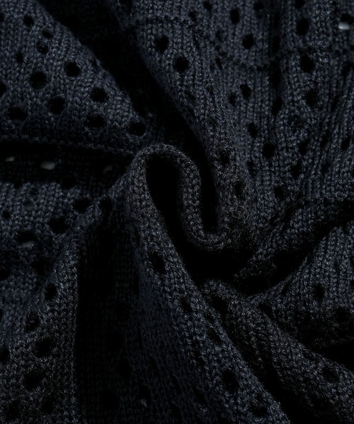Starting Over(スターティングオーバー)の「crochet style polo cardigan / クロシェ編み風ポロカーディガン 短丈 メッシュニット シアー サマーニット ポロカーデ(カーディガン/ボレロ・メンズ・ブラック/ベージュ・L/M)」の8枚目の写真