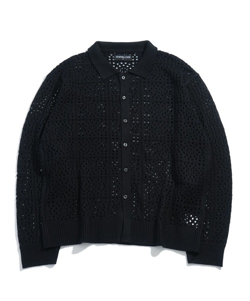 セール】crochet style polo cardigan / クロシェ編み風ポロ