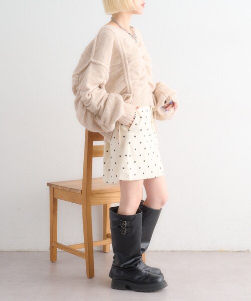 w closet（ダブルクローゼット）の「ドットミニスカパン（スカート・レディース・オフホワイト/ブラック・MEDIUM/SMALL）」の12枚目の写真