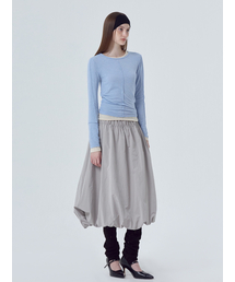 String Balloon Long Skirt Light Grey