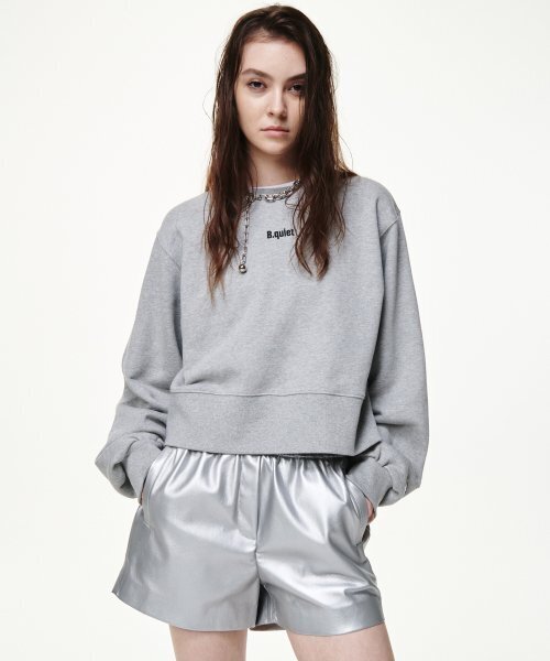 B QUIET(ビークワイエット)の「CROPPED SWEATSHIRT_MELANGE GRAY(スウェット・レディース・その他・ONE SIZE)」の1枚目の写真