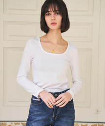 VANONE ATELIER（バノンアトリエ）の「A3469 スクエアネックモーダルTシャツ_ホワイト（Tシャツ/カットソー）」