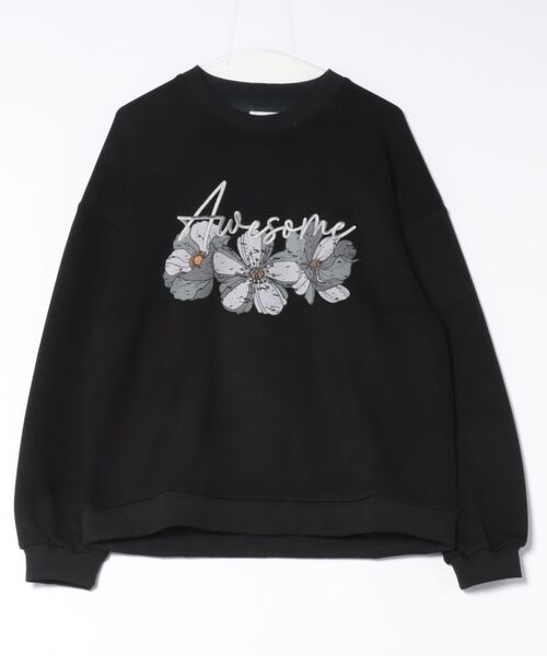 ATELANE(アテレーン)の「ATELANE / レーヨンMIXポンチ/フラワー/トラ/プルオーバー(スウェット・メンズ・杢グレー/オフホワイト/ブラック系その他/ブラック/ホワイト・LARGE/X-LARGE/MEDIUM)」の1枚目の写真