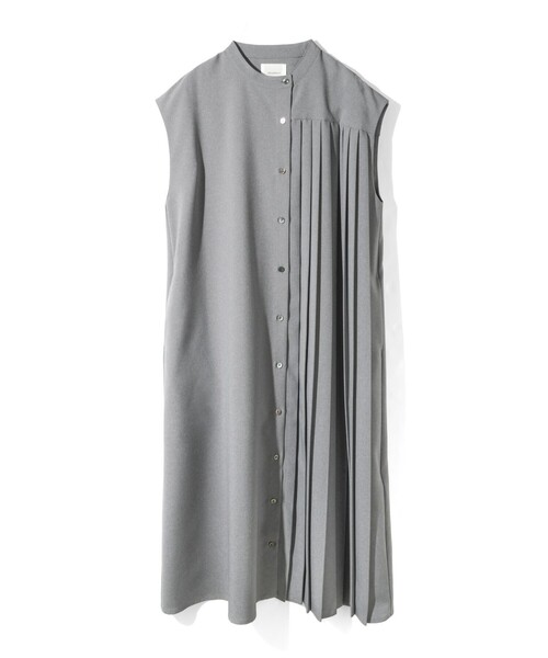 MIDIUMISOLID（ミディウミソリッド）の「MIDIUMISOLID for Ladies アシンメトリープリーツノースリーブワンピース（ワンピース・レディース・ライトグレー/ブラック/アイボリー・FREE）」の3枚目の写真