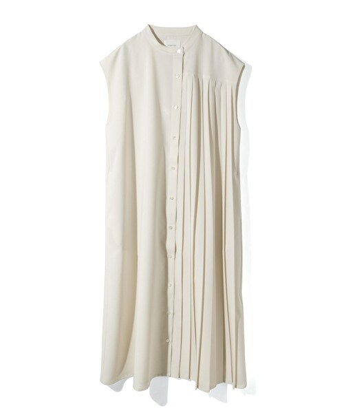 MIDIUMISOLID（ミディウミソリッド）の「MIDIUMISOLID for Ladies アシンメトリープリーツノースリーブワンピース（ワンピース・レディース・ライトグレー/ブラック/アイボリー・FREE）」の4枚目の写真