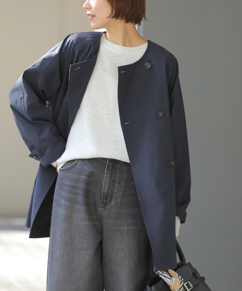 JOURNAL STANDARD relume（ジャーナルスタンダード　レリューム）の「［26SS新作 / 洗濯機洗い可］ノーカラートレンチコート（トレンチコート・レディース・ベージュ/ネイビー・FREE）」の2枚目の写真