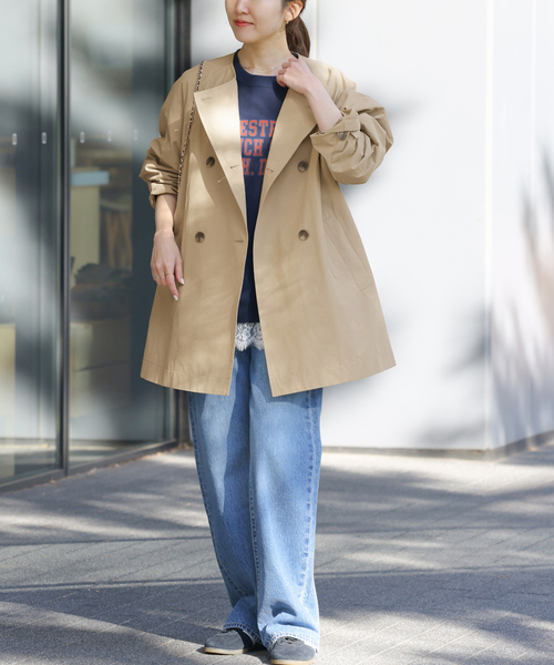 JOURNAL STANDARD relume（ジャーナルスタンダード　レリューム）の「［26SS新作 / 洗濯機洗い可］ノーカラートレンチコート（トレンチコート・レディース・ベージュ/ネイビー・FREE）」の3枚目の写真