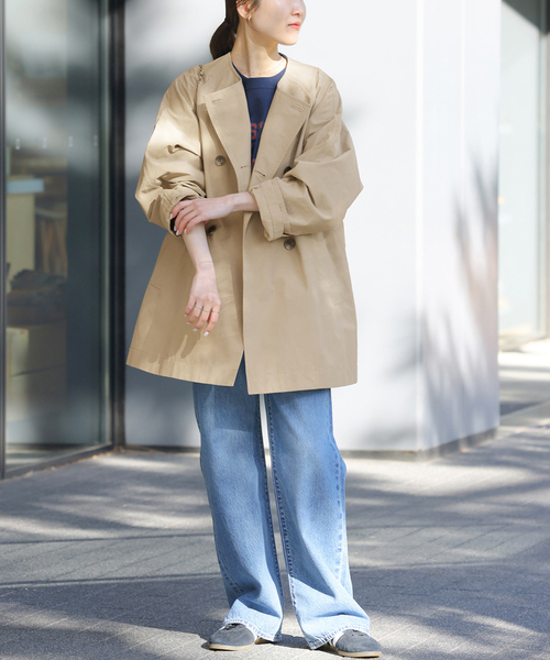 JOURNAL STANDARD relume（ジャーナルスタンダード　レリューム）の「［26SS新作 / 洗濯機洗い可］ノーカラートレンチコート（トレンチコート・レディース・ベージュ/ネイビー・FREE）」の4枚目の写真