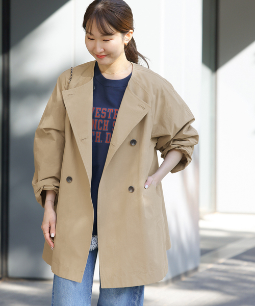 JOURNAL STANDARD relume（ジャーナルスタンダード　レリューム）の「［26SS新作 / 洗濯機洗い可］ノーカラートレンチコート（トレンチコート・レディース・ベージュ/ネイビー・FREE）」の8枚目の写真