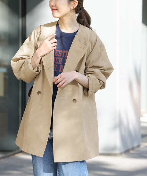 JOURNAL STANDARD relume（ジャーナルスタンダード　レリューム）の「［26SS新作 / 洗濯機洗い可］ノーカラートレンチコート（トレンチコート・レディース・ベージュ/ネイビー・FREE）」の9枚目の写真