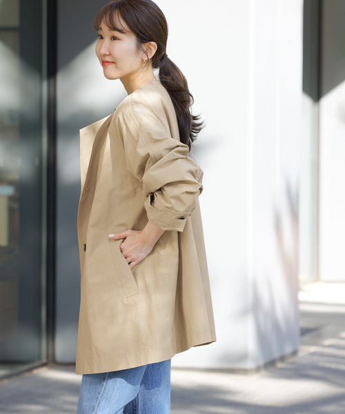 JOURNAL STANDARD relume（ジャーナルスタンダード　レリューム）の「［26SS新作 / 洗濯機洗い可］ノーカラートレンチコート（トレンチコート・レディース・ベージュ/ネイビー・FREE）」の10枚目の写真