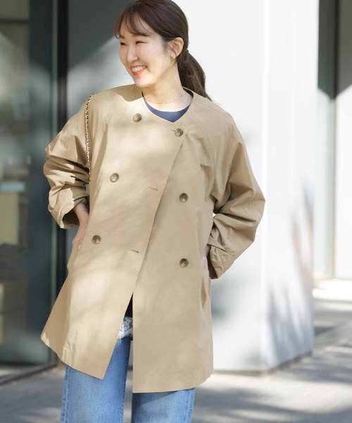 JOURNAL STANDARD relume（ジャーナルスタンダード　レリューム）の「［26SS新作 / 洗濯機洗い可］ノーカラートレンチコート（トレンチコート・レディース・ベージュ/ネイビー・FREE）」の12枚目の写真