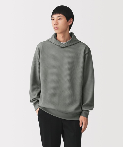 無印良品(ムジルシリョウヒン)の「紳士 UVカット乾きやすいワッフルプルパーカ(パーカー・メンズ・チャコールグレー/ブルー系/ブラック/ライトグレー・S/XL/L/M)」の3枚目の写真