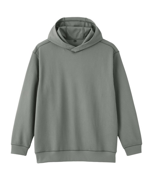 無印良品(ムジルシリョウヒン)の「紳士 UVカット乾きやすいワッフルプルパーカ(パーカー・メンズ・チャコールグレー/ブルー系/ブラック/ライトグレー・S/XL/L/M)」の9枚目の写真