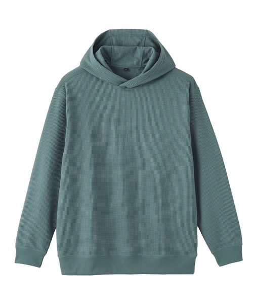 無印良品(ムジルシリョウヒン)の「紳士 UVカット乾きやすいワッフルプルパーカ(パーカー・メンズ・チャコールグレー/ブルー系/ブラック/ライトグレー・S/XL/L/M)」の18枚目の写真