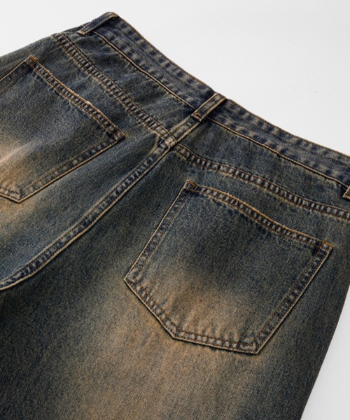 SHEPP（シープ）の「【UNISEX】ヴィンテージライクウォッシュドワイドデニム（デニムパンツ・メンズ・ブルー系その他/ブラック/サックスブルー/ブルー・M/L）」の11枚目の写真