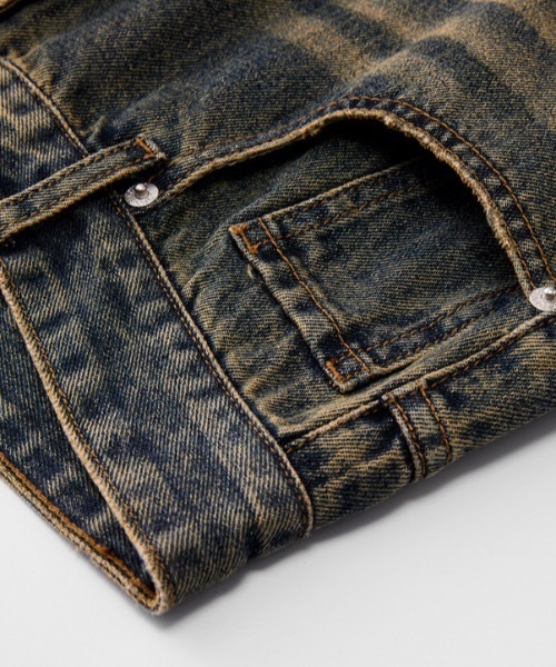 SHEPP（シープ）の「【UNISEX】ヴィンテージライクウォッシュドワイドデニム（デニムパンツ・メンズ・ブルー系その他/ブラック/サックスブルー/ブルー・M/L）」の12枚目の写真