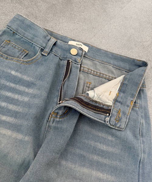 SHEPP（シープ）の「【UNISEX】ヴィンテージライクウォッシュドワイドデニム（デニムパンツ・メンズ・ブルー系その他/ブラック/サックスブルー/ブルー・M/L）」の17枚目の写真
