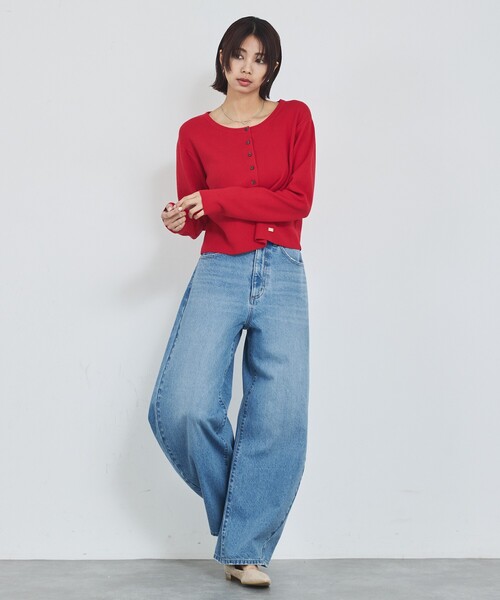 abahouse mavie（アバハウスマヴィ）の「【美脚カーブ】ウォッシュドバレルジーンズ/大人カジュアル/カーブパンツ/春服（デニムパンツ・レディース・グレー/ライトブルー/サックスブルー・36/38/40）」の5枚目の写真