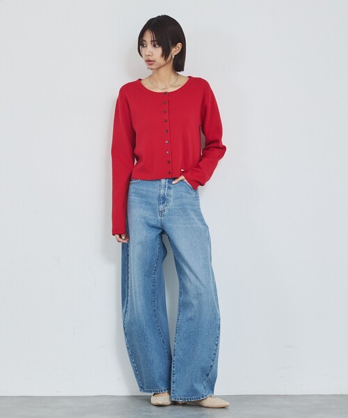 abahouse mavie（アバハウスマヴィ）の「【美脚カーブ】ウォッシュドバレルジーンズ/大人カジュアル/カーブパンツ/春服（デニムパンツ・レディース・グレー/ライトブルー/サックスブルー・36/38/40）」の6枚目の写真