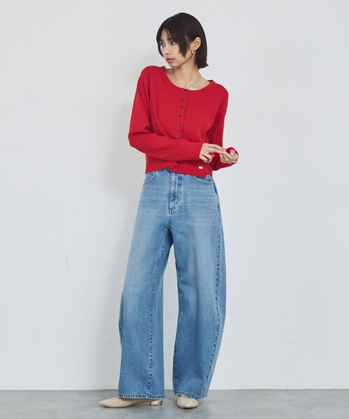 abahouse mavie（アバハウスマヴィ）の「【美脚カーブ】ウォッシュドバレルジーンズ/大人カジュアル/カーブパンツ/春服（デニムパンツ・レディース・グレー/ライトブルー/サックスブルー・36/38/40）」の7枚目の写真